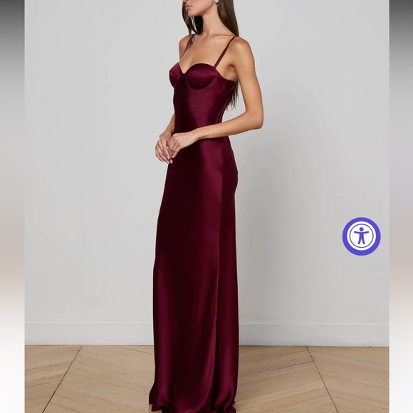 L’AGENCE Sayla Silk Gown in Dark Port Size 4 - Picture 2 of 13